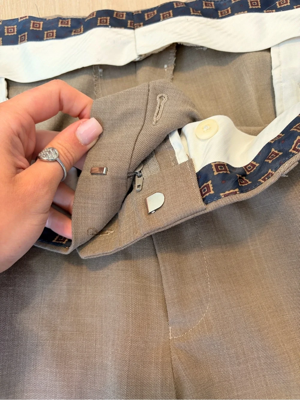 👔✨ Vintage Ralph Lauren Men’s Pleated Dress Pant Cuffed Trousers Taupe 40W x 30L